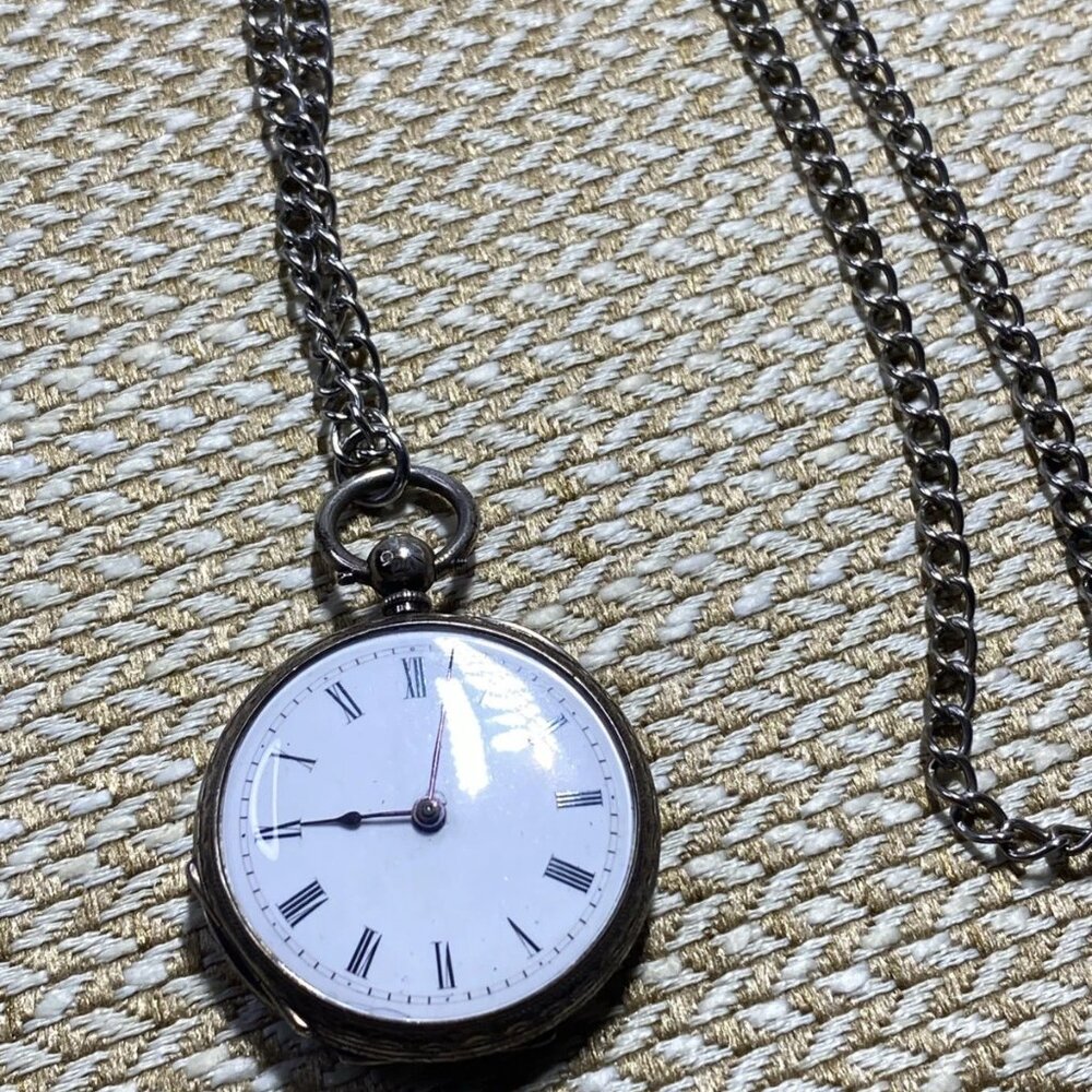 Swiss Antique Pocket Watch 1880-910…Fine Silver 33mm Needs Key/Service